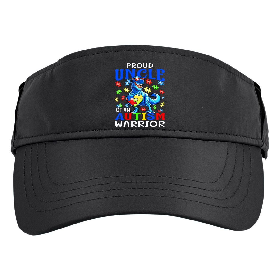 Proud Uncle Of An Autism Warrior Dinosaur Gift Adult Drive Performance Visor
