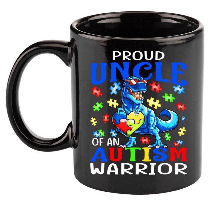 Proud Uncle Of An Autism Warrior Dinosaur Gift 11oz C Handle Ceramic Mug