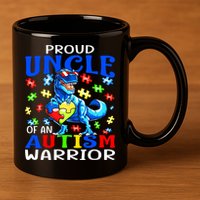 Proud Uncle Of An Autism Warrior Dinosaur Gift 11oz C Handle Ceramic Mug