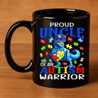Proud Uncle Of An Autism Warrior Dinosaur Gift 11oz C Handle Ceramic Mug