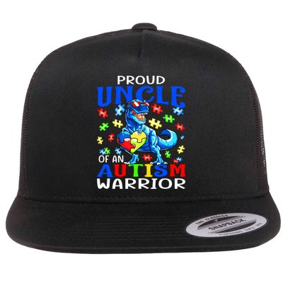 Proud Uncle Of An Autism Warrior Dinosaur Gift Flat Bill Trucker Hat