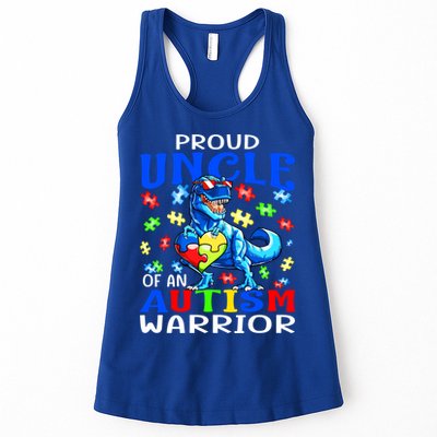 Proud Uncle Of An Autism Warrior Dinosaur Gift Womens Tank Top