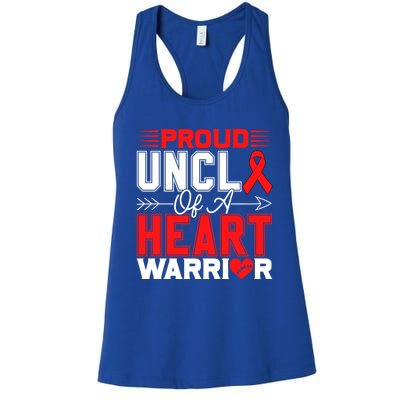 Proud Uncle Of A Heart Warrior Heart Disease Awareness Month Cute Gift Women's Racerback Tank