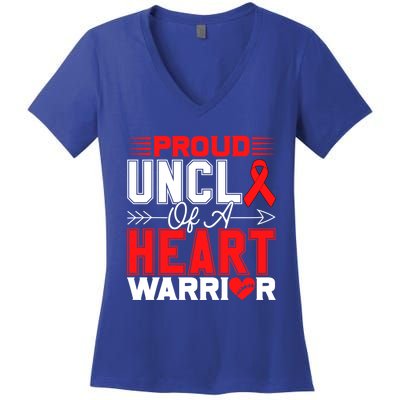 Proud Uncle Of A Heart Warrior Heart Disease Awareness Month Cute Gift Women's V-Neck T-Shirt