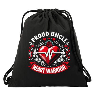 Proud Uncle Of Heart Warrior Chd Awareness Congenital Defect Drawstring Bag