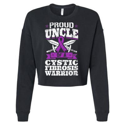Proud Uncle Of A Cystic Fibrosis Warrior Awareness Ribbon Cropped Pullover Crew
