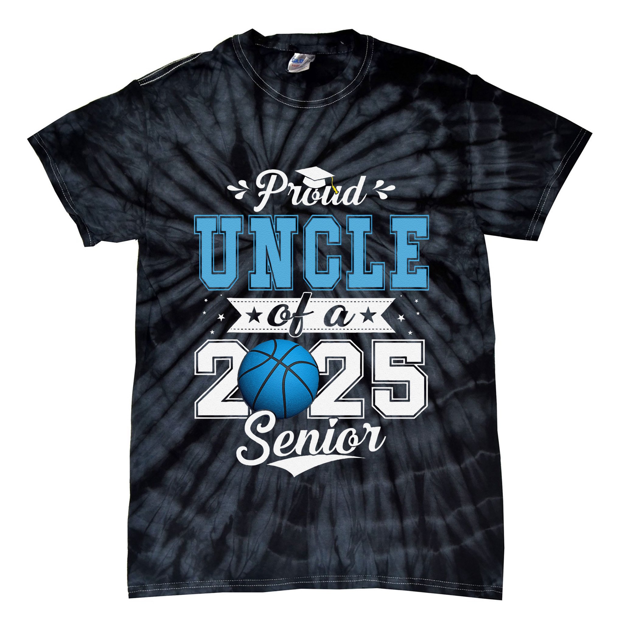 Proud Uncle Of A 2025 Senior Graduate Basketball Tie-Dye T-Shirt