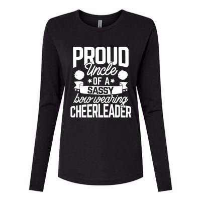 Proud Uncle Of A Sassy Bow Wearing Cheerleader Cheerleading Gift Womens Cotton Relaxed Long Sleeve T-Shirt