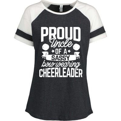 Proud Uncle Of A Sassy Bow Wearing Cheerleader Cheerleading Gift Enza Ladies Jersey Colorblock Tee