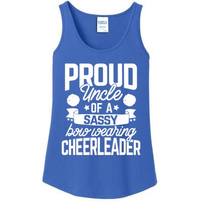 Proud Uncle Of A Sassy Bow Wearing Cheerleader Cheerleading Gift Ladies Essential Tank