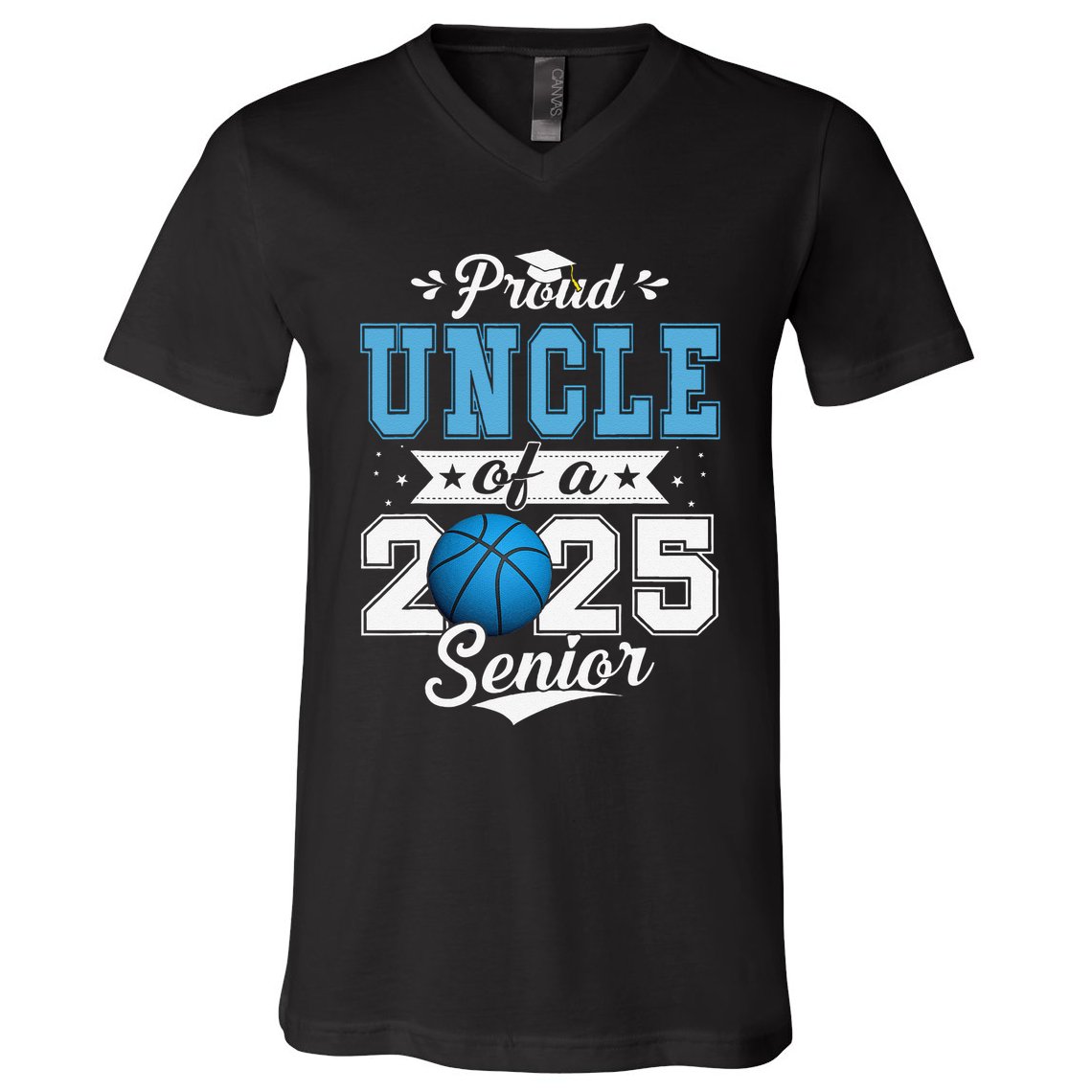 Proud Uncle Of A 2025 Senior Graduate Basketball Gift V-Neck T-Shirt