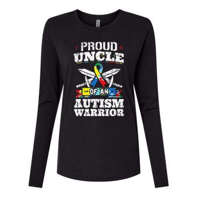 Proud Uncle Of An Autism Warrior Autistic Awareness Ribbon Womens Cotton Relaxed Long Sleeve T-Shirt