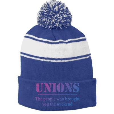 Pro Union Pride Funny Gift Stripe Pom Pom Beanie