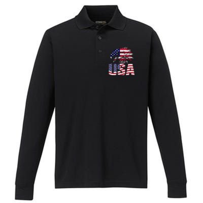 Patriotic USA Performance Long Sleeve Polo