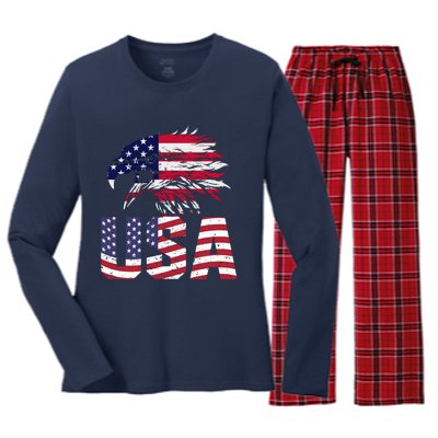 Patriotic USA Women's Long Sleeve Flannel Pajama Set 