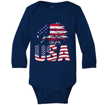 Patriotic USA Baby Long Sleeve Bodysuit