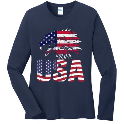 Patriotic USA Ladies Long Sleeve Shirt