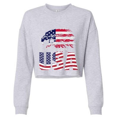 Patriotic USA Cropped Pullover Crew