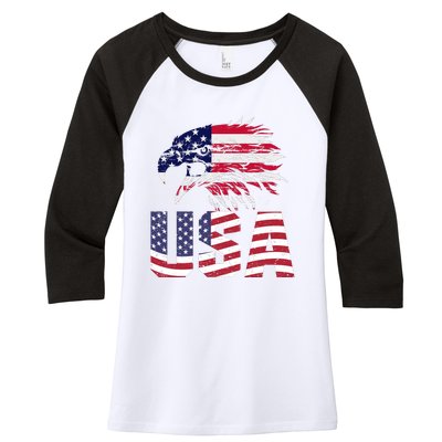 Patriotic USA Women's Tri-Blend 3/4-Sleeve Raglan Shirt