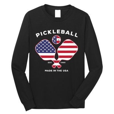 Pickleball USA Patriotic American Flag Est 1965 Gift Long Sleeve Shirt