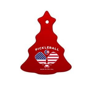 Pickleball USA Patriotic American Flag Est 1965 Gift Ceramic Tree Ornament