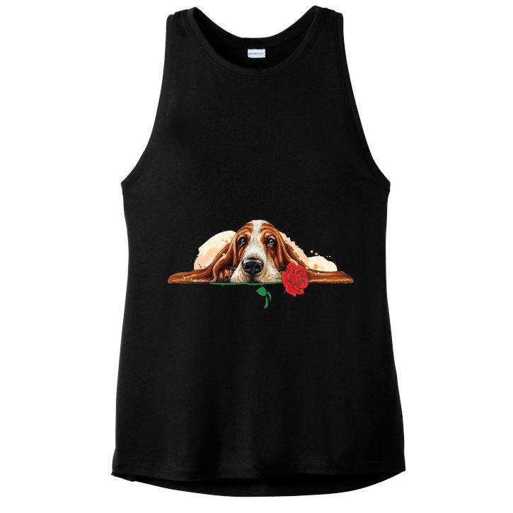 Puppy Love Red Rose Ladies PosiCharge Tri-Blend Wicking Tank