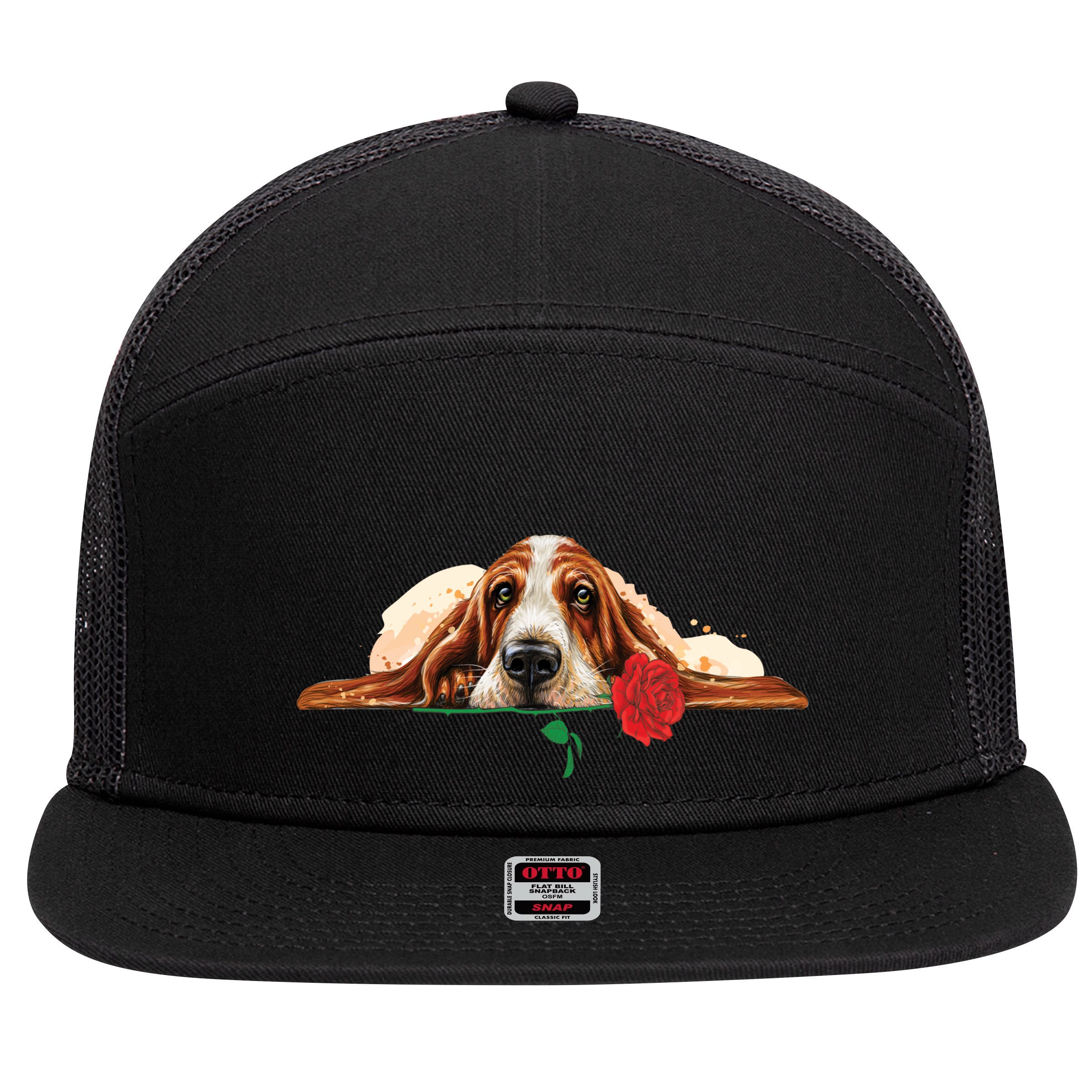 Puppy Love Red Rose 7 Panel Mesh Trucker Snapback Hat