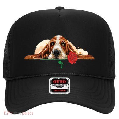 Puppy Love Red Rose High Crown Mesh Back Trucker Hat
