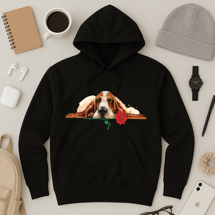 Puppy Love Red Rose Hoodie