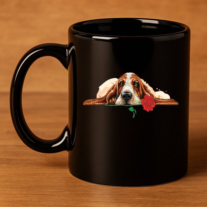 Puppy Love Red Rose 11oz C Handle Ceramic Mug