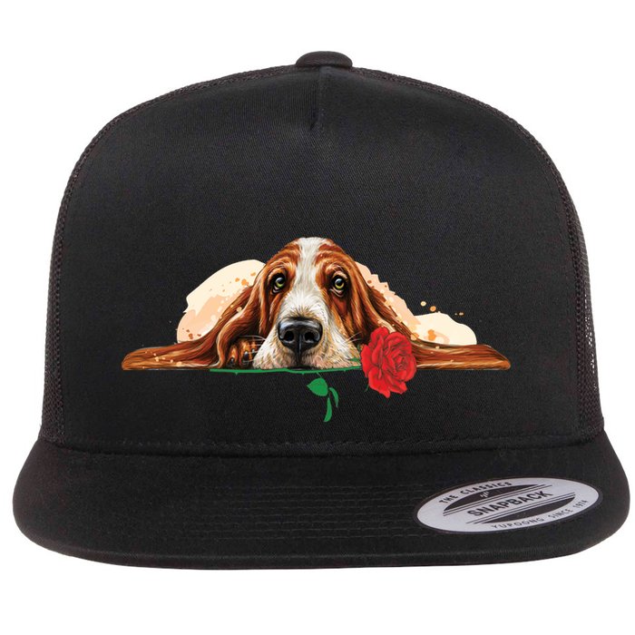 Puppy Love Red Rose Flatbill Hat