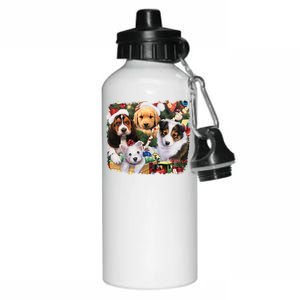 Puppy Surprise Christmas Scene Aluminum Water Bottle