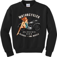 Pin Up Royal Enfield Wdre Vintage Motorcycle Kids Sweatshirt