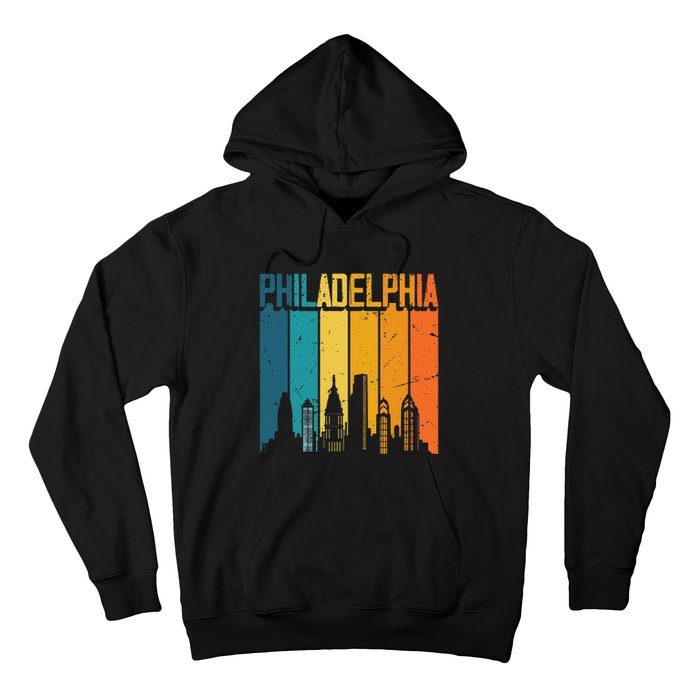 Philadelphia USA Retro Vintage Sunset Skyline Philadelphia Hoodie