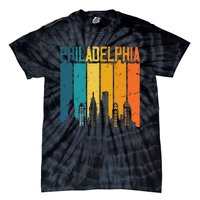 Philadelphia USA Retro Vintage Sunset Skyline Philadelphia Tie-Dye T-Shirt