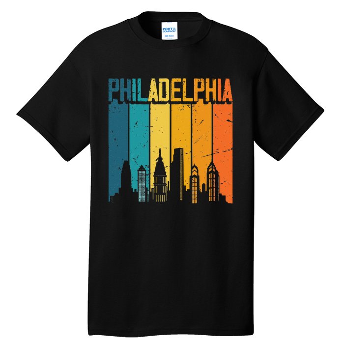 Philadelphia USA Retro Vintage Sunset Skyline Philadelphia Tall T-Shirt