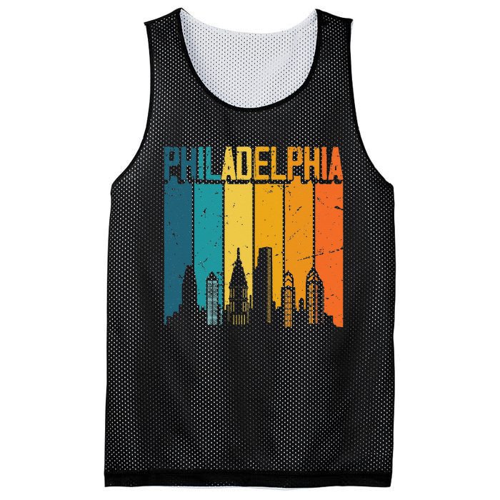 Philadelphia USA Retro Vintage Sunset Skyline Philadelphia Mesh Reversible Basketball Jersey Tank