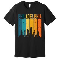 Philadelphia USA Retro Vintage Sunset Skyline Philadelphia Premium T-Shirt