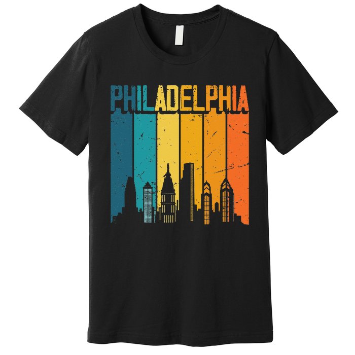 Philadelphia USA Retro Vintage Sunset Skyline Philadelphia Premium T-Shirt