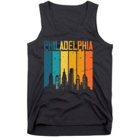 Philadelphia USA Retro Vintage Sunset Skyline Philadelphia Tank Top