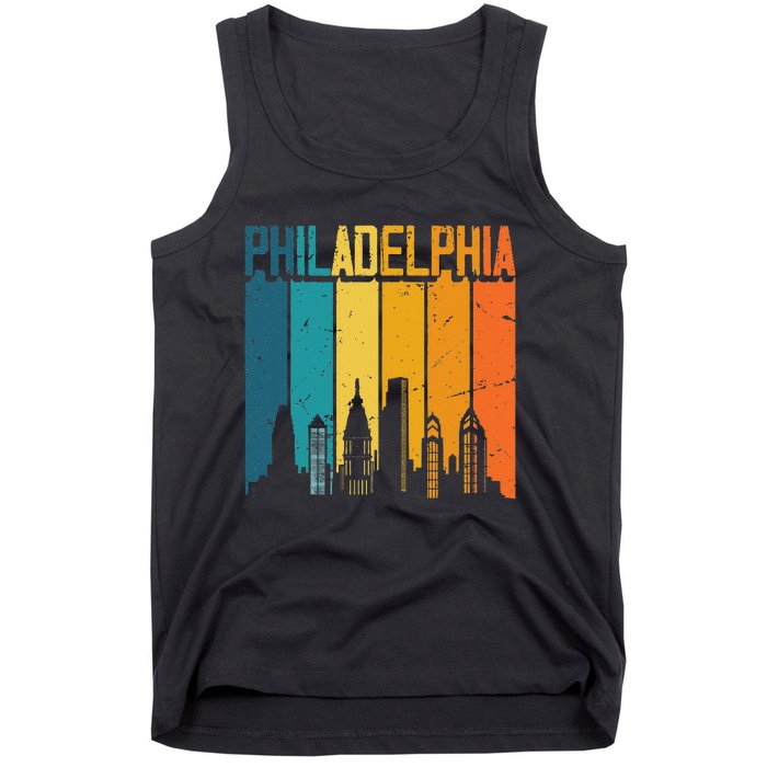 Philadelphia USA Retro Vintage Sunset Skyline Philadelphia Tank Top