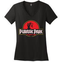 Purassic Park Cat Women's V-Neck T-Shirt