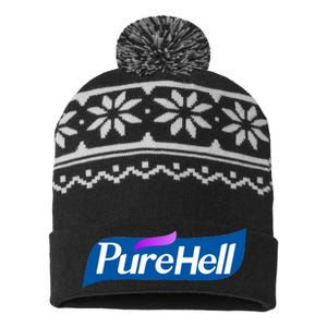 Pure Hell Purehell Social Distancing Hand Sanitizer Parody USA-Made Snowflake Beanie