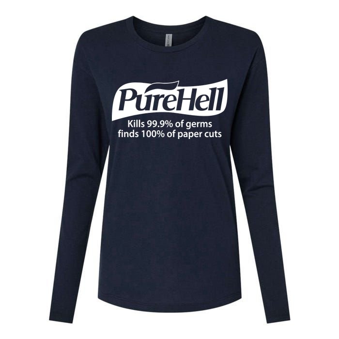 Purehell Kills 99% Of Germs Paper Cuts Pure Hell Womens Cotton Relaxed Long Sleeve T-Shirt