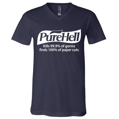 Purehell Kills 99% Of Germs Paper Cuts Pure Hell V-Neck T-Shirt