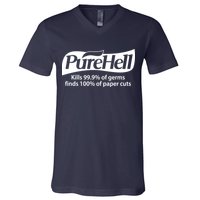 Purehell Kills 99% Of Germs Paper Cuts Pure Hell V-Neck T-Shirt