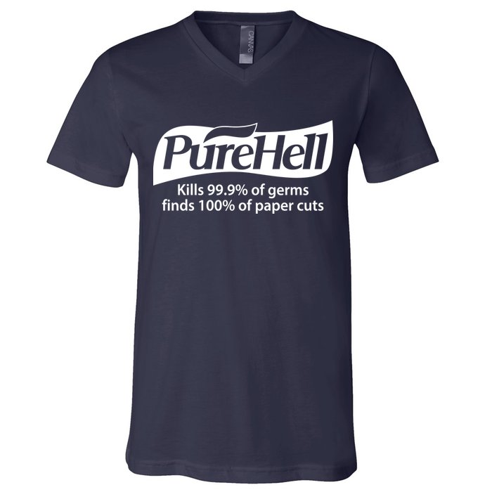 Purehell Kills 99% Of Germs Paper Cuts Pure Hell V-Neck T-Shirt