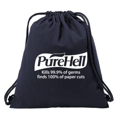 Purehell Kills 99% Of Germs Paper Cuts Pure Hell Drawstring Bag