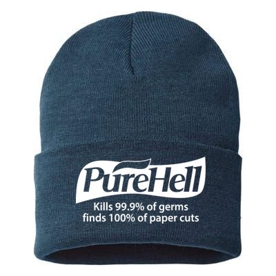 Purehell Kills 99% Of Germs Paper Cuts Pure Hell Sustainable Knit Beanie