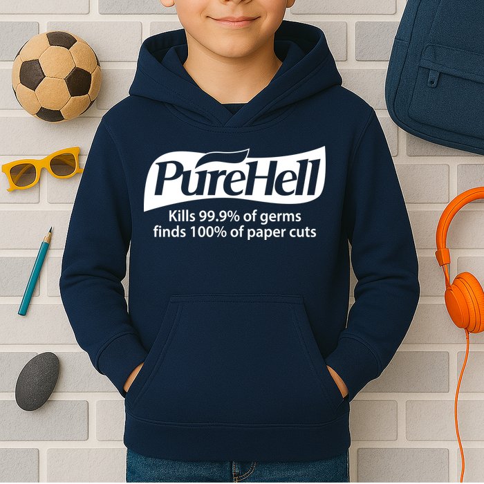 Purehell Kills 99% Of Germs Paper Cuts Pure Hell Kids Hoodie